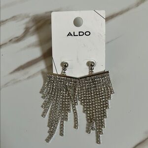 Aldo Silver Chandelier Earrings with Rhinestone Cascades